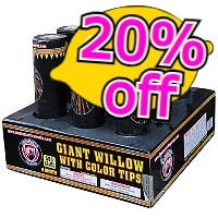 Fireworks - 500G Firework Cakes - 20% Off 3 inch Giant Willow with Color Tips 500g Fireworks Cake