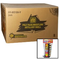 Poly Pack Whistling Artillery Shell 6 Shot Wholesale Case 24/6 Fireworks For Sale - Wholesale Fireworks 