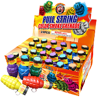 Pull String Color Smoke Grenade 24 Piece Fireworks For Sale - Smoke Items 