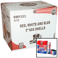 Red White and Blue 5 inch 60g Shells Reloadable Wholesale Case 6/12 Fireworks For Sale - Wholesale Fireworks 