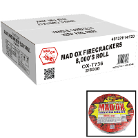 Mad Ox Firecrackers 8000s Roll Wholesale Case 2/8000 Fireworks For Sale - Wholesale Fireworks 
