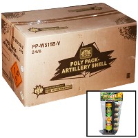 Poly Pack Artillery Shell 6 Shot Wholesale Case 24/6 Fireworks For Sale - Wholesale Fireworks 