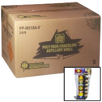 Poly Pack Crackling Artillery Shell 6 Shot Wholesale Case 24/6 Fireworks For Sale - Wholesale Fireworks 